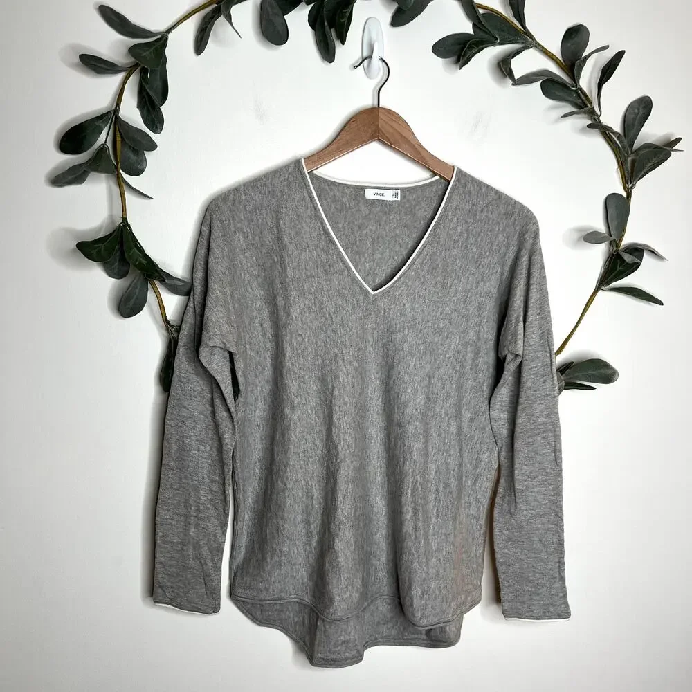 Vince Gray V Neck Sweater